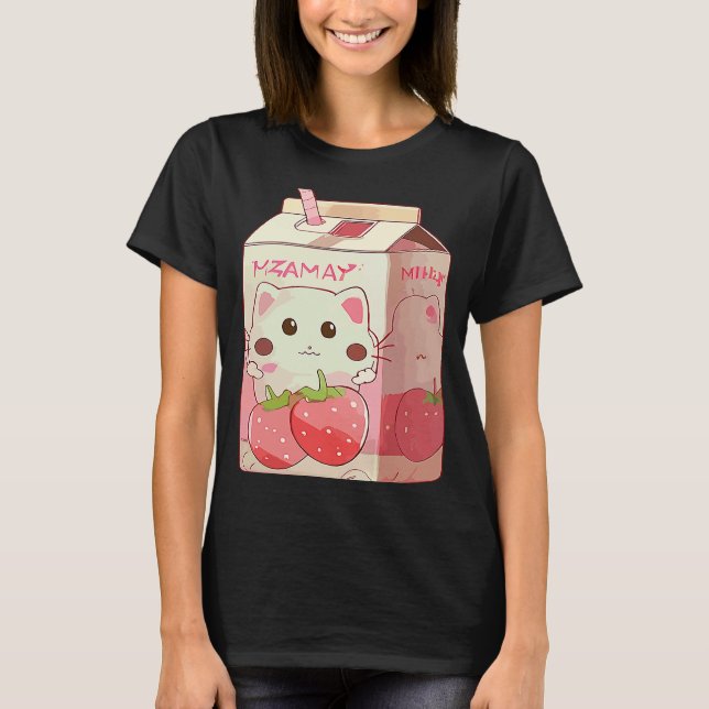 Strawberry Milkshake Cat 2 T-Shirt (Vorderseite)