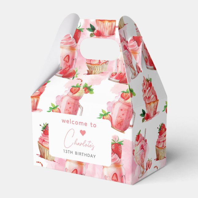 Strawberry Milkshake Geburtstag Willkommen Geschenkschachtel (Vorderseite)