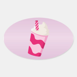 Strawberry Milkshake Ovaler Aufkleber