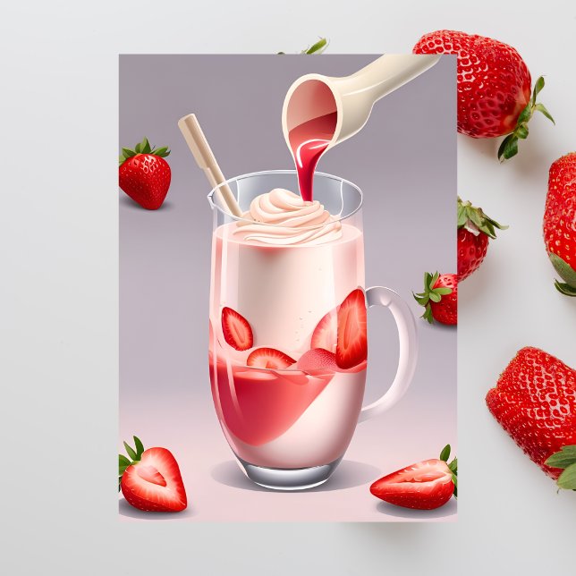 Strawberry Milkshake, Postcross Postcard Postkarte (Von Creator hochgeladen)