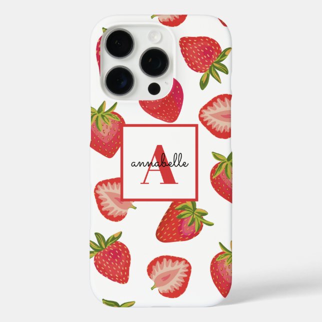 Strawberry Monogram iPhone 16 Pro Hülle (Rückseite)