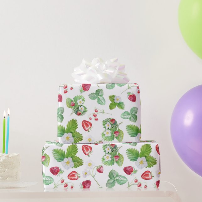 Strawberry-Muster Geschenkpapier (Partygeschenke)