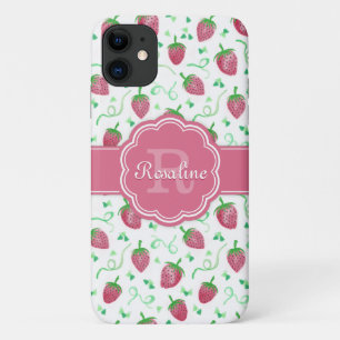 Strawberry-Muster mit Monogramm Case-Mate iPhone Hülle