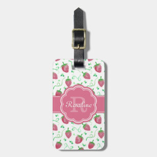Strawberry-Muster mit Monogramm Gepäckanhänger