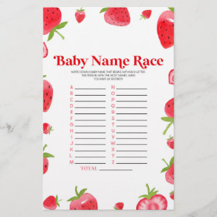 Strawberry Name Race Baby Showspielaktivität Briefpapier