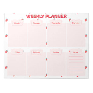 Strawberry Niedlich Weekly Planer Desk Notizblock