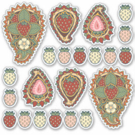 Strawberry Paisley Icon Set Sticker