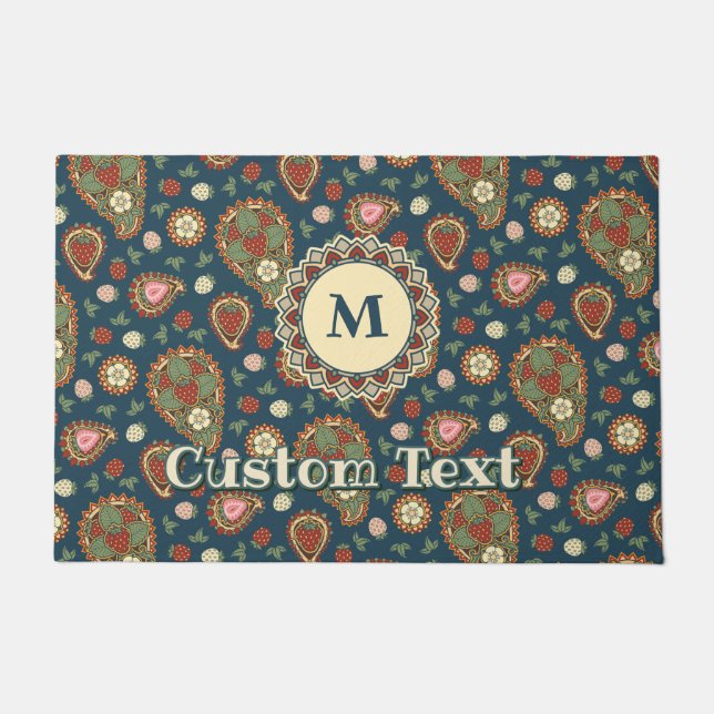 Strawberry Paisley Pattern Doormat Fußmatte (Vorderseite)