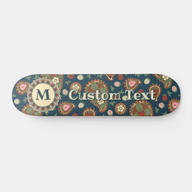 Strawberry Paisley Pattern Skateboard (Horizontal)