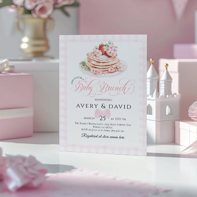 Strawberry Pancake Baby Brunch Baby Shower Girl Einladung (Von Creator hochgeladen)