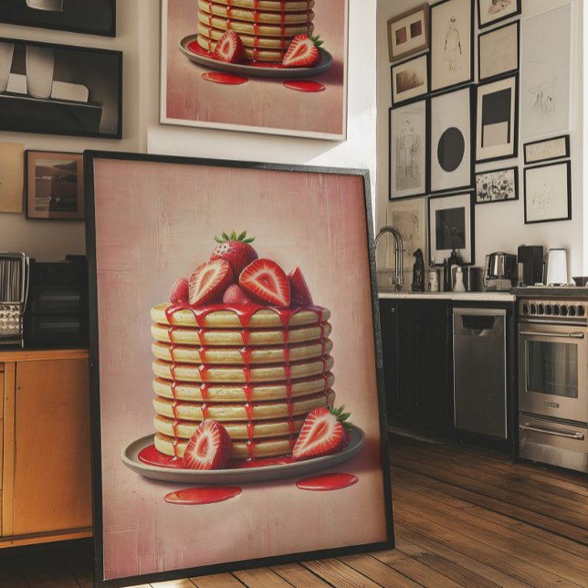 Strawberry Pancake Wall Art Print Aesthetic Poster (Von Creator hochgeladen)
