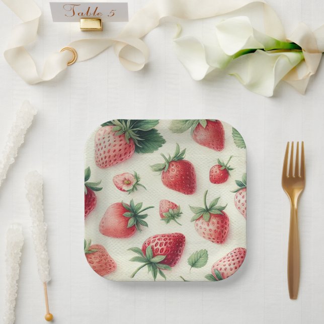 Strawberry Pancakes Stack Bridal Brunch Dusche Pappteller (Hochzeit)