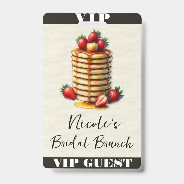 Strawberry Pancakes Stack Bridal Brunch VIP Pass Ausweis (Vorderseite)