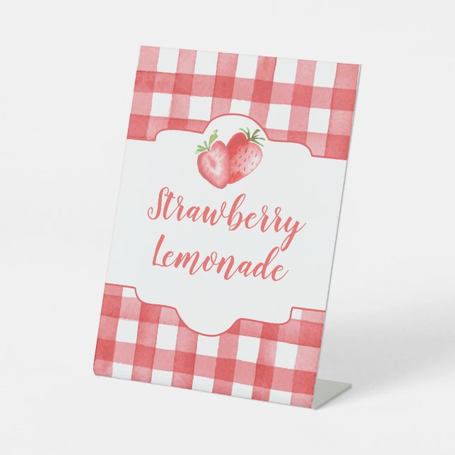 Strawberry Party Sign | Strawberry Birthday Sign Sockelschild (Vorderseite)