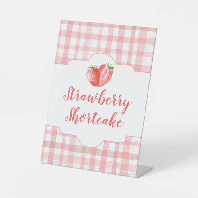 Strawberry Party Sign | Strawberry Birthday Sign Sockelschild (Vorderseite)