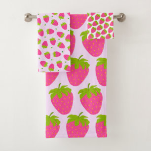 Strawberry Pastel Pink Badhandtuch Set
