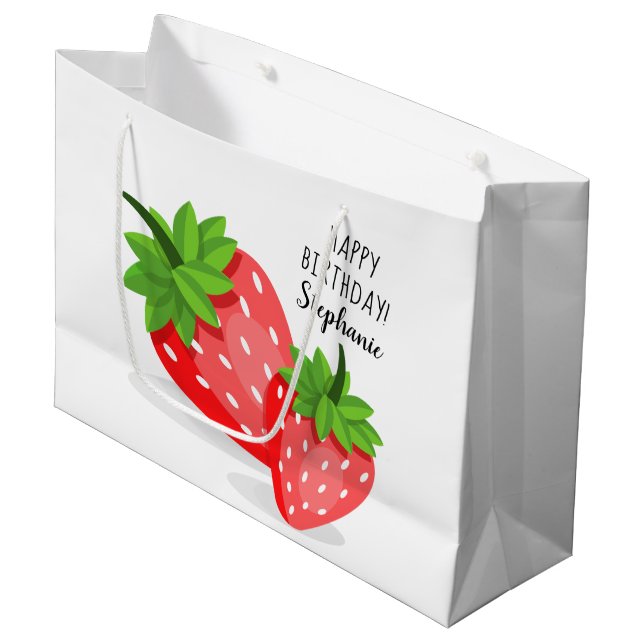 Strawberry Patch Große Geschenktüte (Vorderseite Schrägansicht)