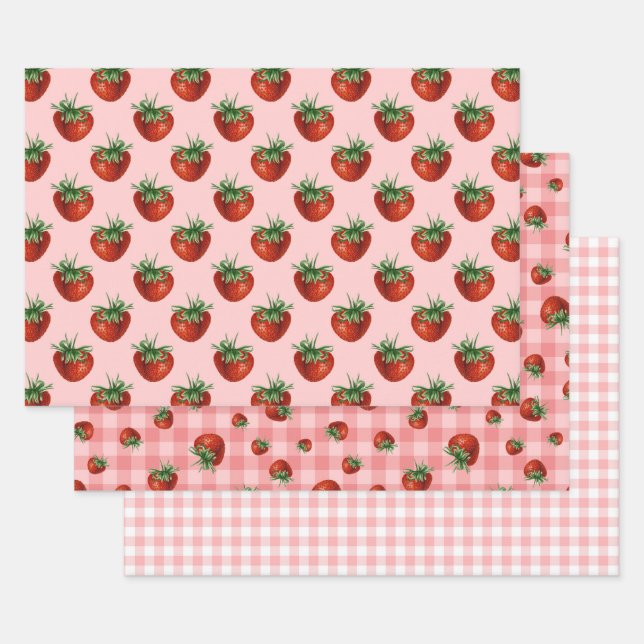 Strawberry Pattern Baby Shower  Geschenkpapier Set (Set)