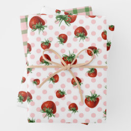 Strawberry Pattern Baby Shower Geschenkpapier Set