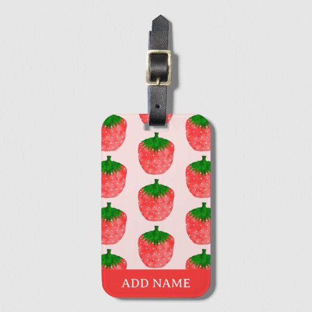 Strawberry Pattern Individuelle Name Gepäckanhänger (Vorderseite Vertikal)