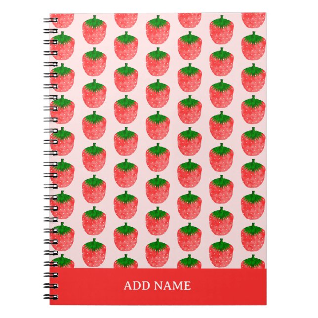 Strawberry Pattern Individuelle Name Notizblock (Vorderseite)