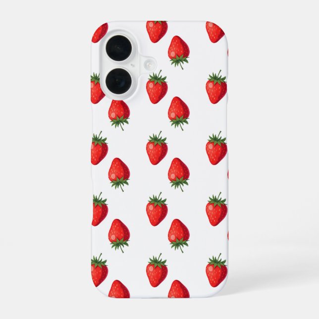 Strawberry Pattern iPhone Case 16 Hülle (Rückseite)