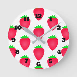 Strawberry Patterns Girls Boys Kinderzimmer Gesche Runde Wanduhr