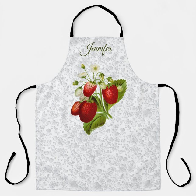 Strawberry Personalisiert Lace Look Küche Schürze (Vorderseite)