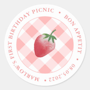 Strawberry Picnic Party Danke oder willkommen Runder Aufkleber