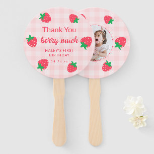 Strawberry Pink Berry First Baby Birthday Foto Fächer