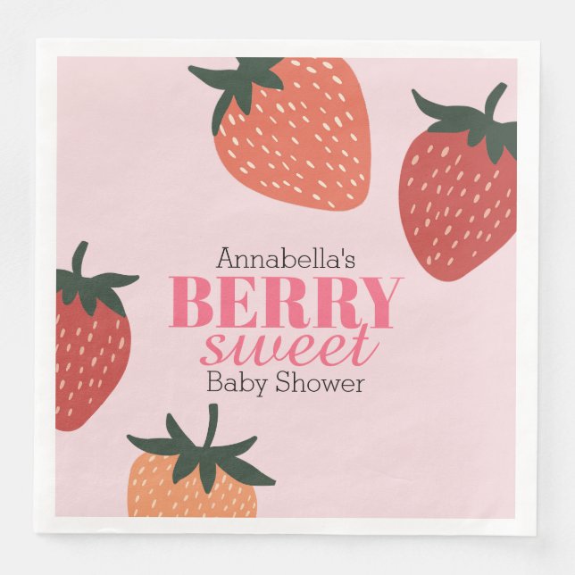 Strawberry Pink Berry Sweet Baby Dusche Serviette (Vorderseite)