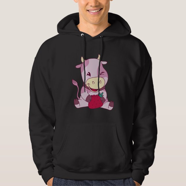 Strawberry Pink Cow Milk Hoodie (Vorderseite)