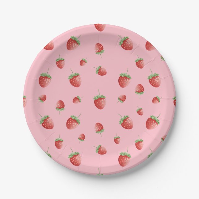 Strawberry Pink Geburtstag Pappteller (Vorderseite)