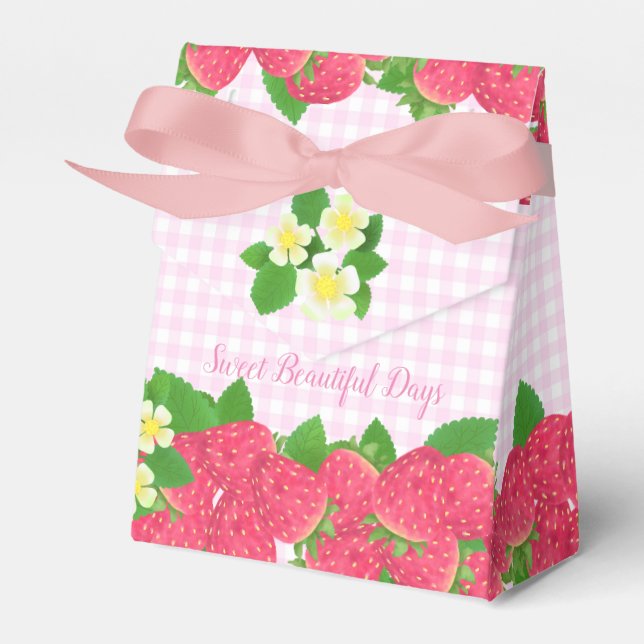 Strawberry Pink Gingham Geschenkschachtel (Vorderseite)