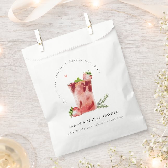 Strawberry Pink Margarita Cocktail Brautparty Geschenktütchen (Ausgeschnitten)