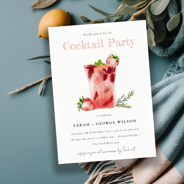 Strawberry Pink Margarita Cocktail Pool Party Einladung (Von Creator hochgeladen)