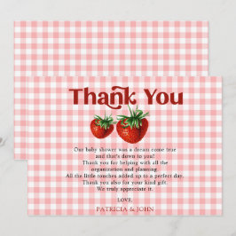 Strawberry Pink Red Berry Sweet Baby Dusche Dankeskarte