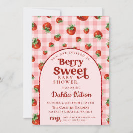 Strawberry Pink Red Berry Sweet Baby Shower Einladung