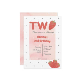Strawberry Polka Dot TWO Einladung
