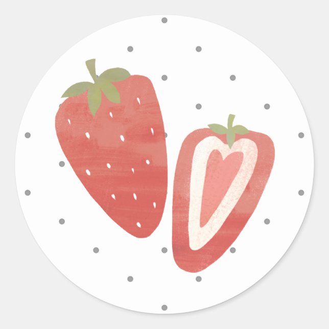 Strawberry-Polka-Punkte Runder Aufkleber (Vorderseite)