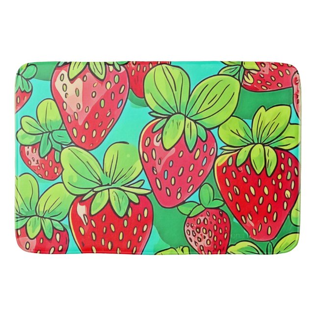 Strawberry Pop Art Pattern Badematte (Vorderseite)