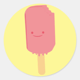 Strawberry Popsicle Cartoon Zeichnend Runder Aufkleber