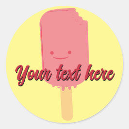 Strawberry Popsicle Cartoon Zeichnend Runder Aufkleber