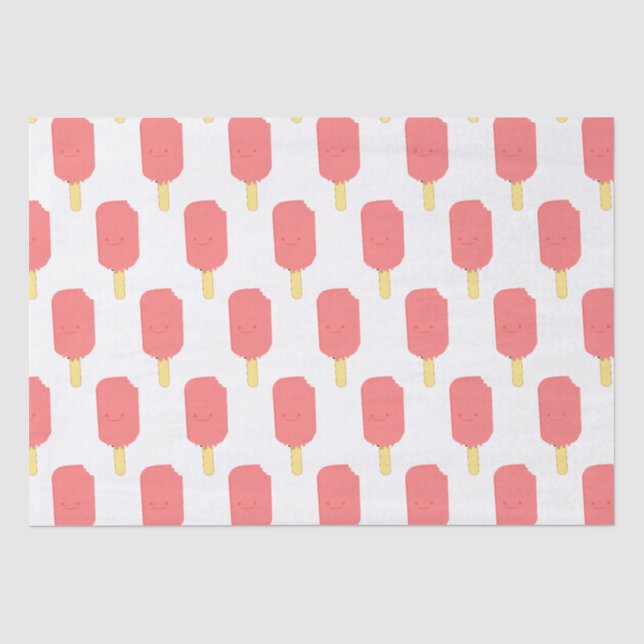 Strawberry Popsicle Niedlicher Cartoon Zeichnend Seidenpapier (Vorderseite)