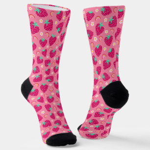 Strawberry Rainbow Daisy-Muster Socken