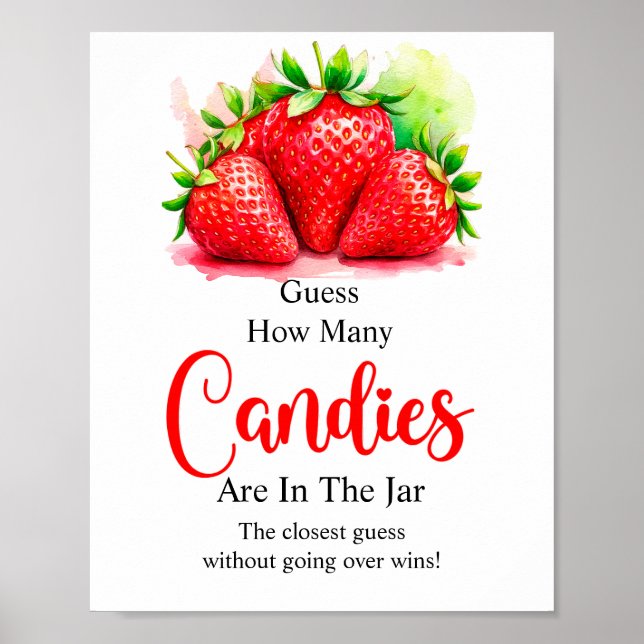Strawberry rät, wie viele Candies Game Sign Poster (Vorne)
