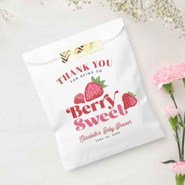 Strawberry Red Pink Berry Sweet Baby Dusche Geschenktütchen (Versiegelt)