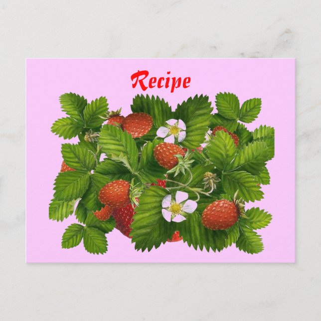 Strawberry-Rezept-Karte Postkarte (Vorderseite)