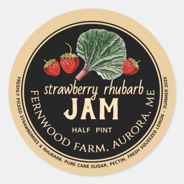 Strawberry Rhubarb Jam Classic Round Sticker (Vorderseite)