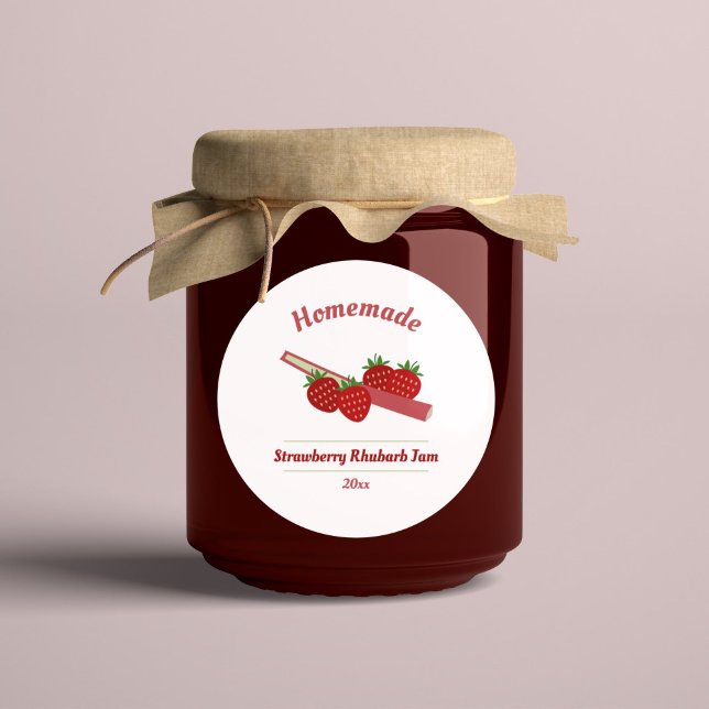 Strawberry Rhubarb Jam Label Aufkleber (Strawberry Rhubarb Jam Label Sticker)